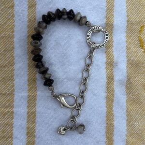 Silver and Black Beaded Bracelet